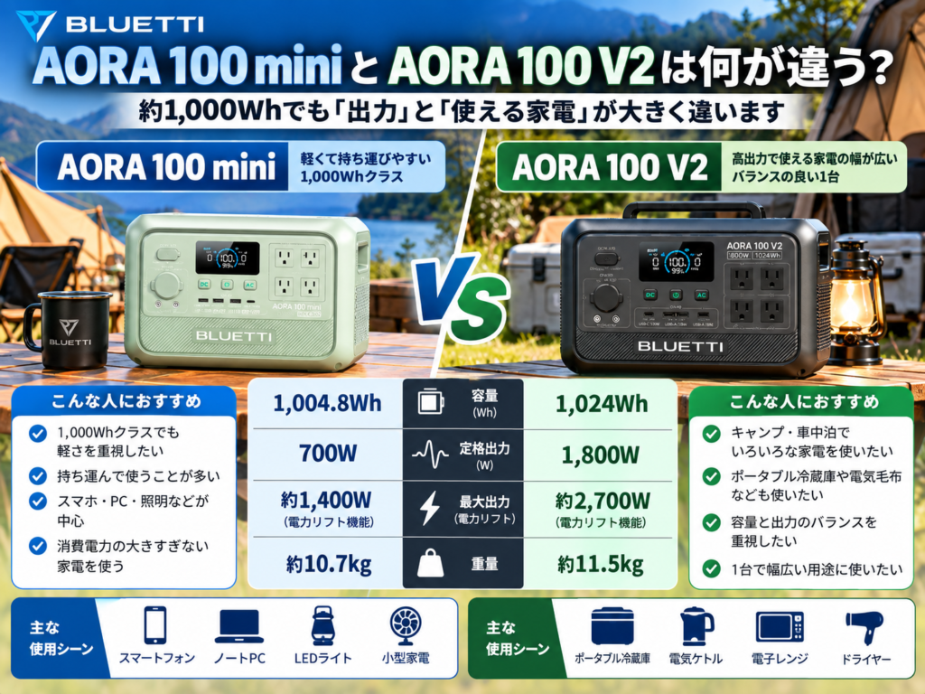 100 mini vs 100 V2の比較画像