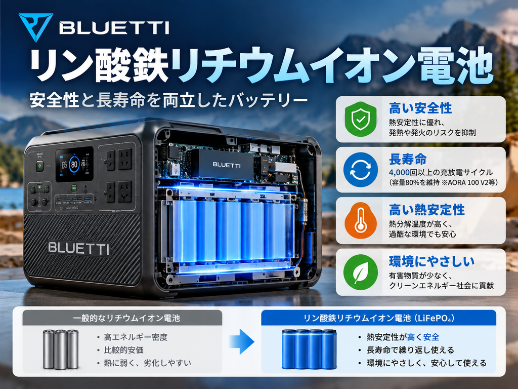 ポータブル電源内部のバッテリーをイメージした図解