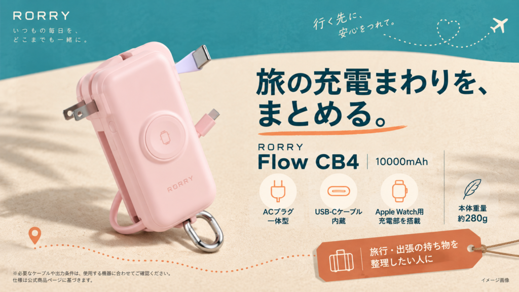 ACプラグと内蔵ケーブルが見える商品写真
