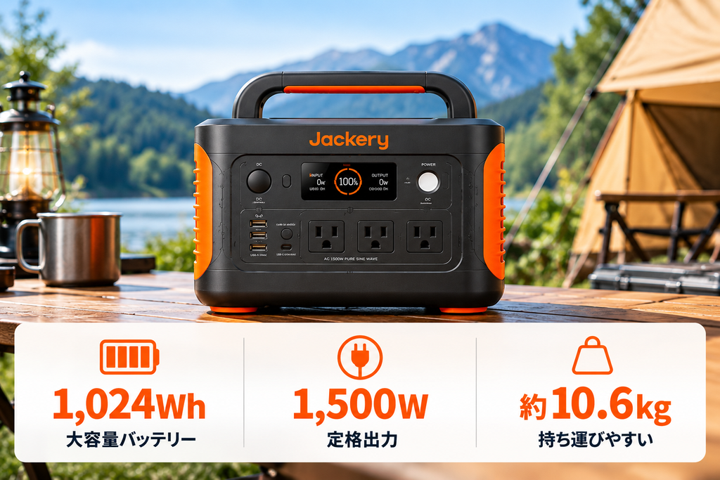 製品単体＋主要スペック「1024Wh / 1500W / 約10.6kg」の3点だけ