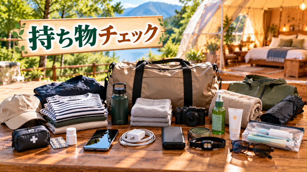 旅行バッグと最低限の持ち物