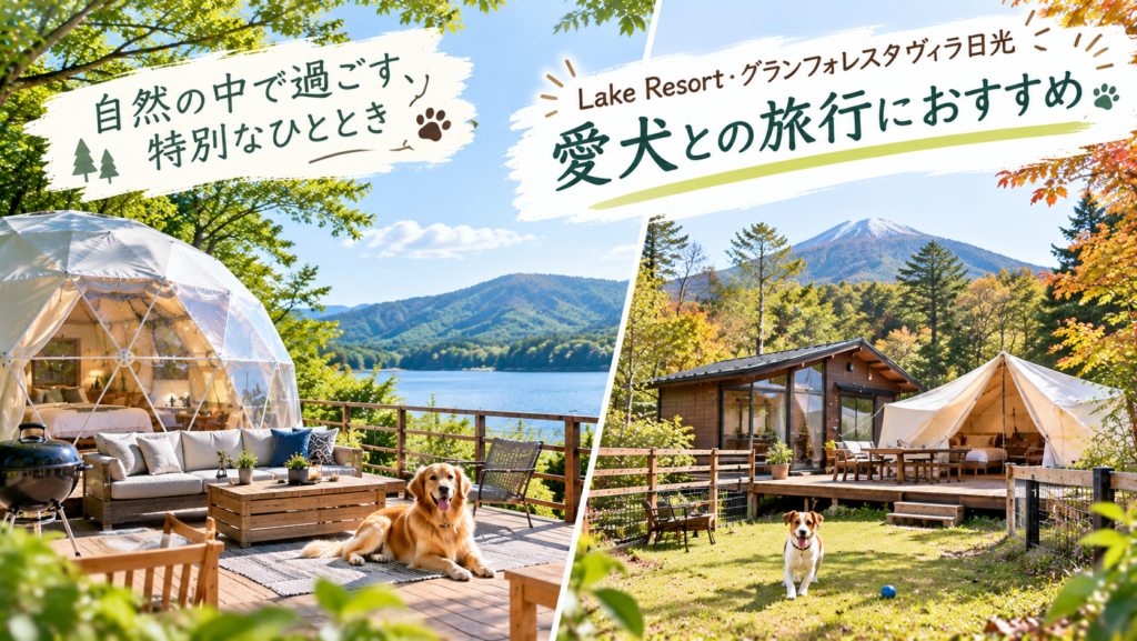 自然に囲まれた宿泊施設
テラスでくつろぐ旅行者
愛犬と一緒に過ごすアウトドアの雰囲気