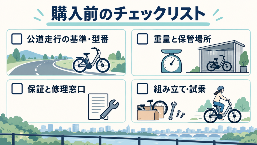 電動アシスト自転車の購入前に確認する項目のチェックリスト